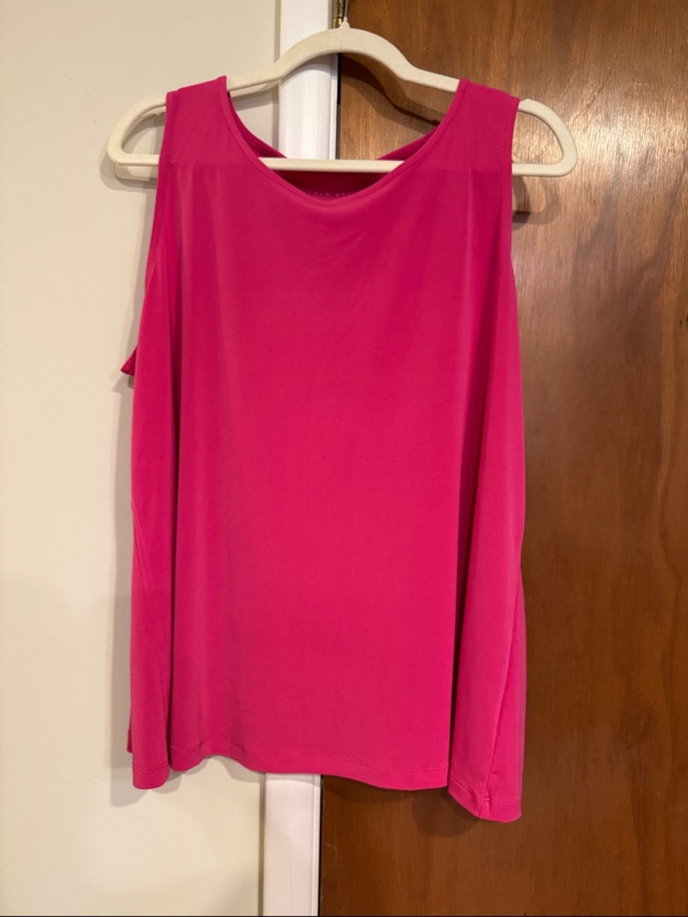 Susan Graver Liquid Knit Sleeveless Shell Top in Bright Pink
